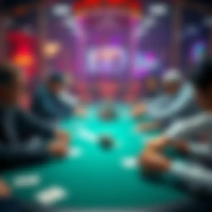 Poker table with players A live poker table with players engaged in a PLO game, focusing on the action and hands being played.