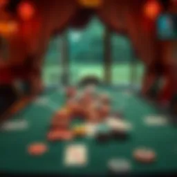A vibrant poker table arranged with cards and chips in a cozy Louisiana setting, showcasing a lively atmosphere for poker enthusiasts.
