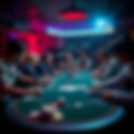 A group of people playing poker at a table in McAllen, Texas, with chips and cards on the table.