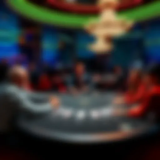 Poker table at MGM Grand A poker table with players and a floorman discussing the big blind situation