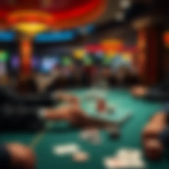 A player at a poker table in a live casino setting, focusing on strategy and new tactics, with chips and cards in front of them.