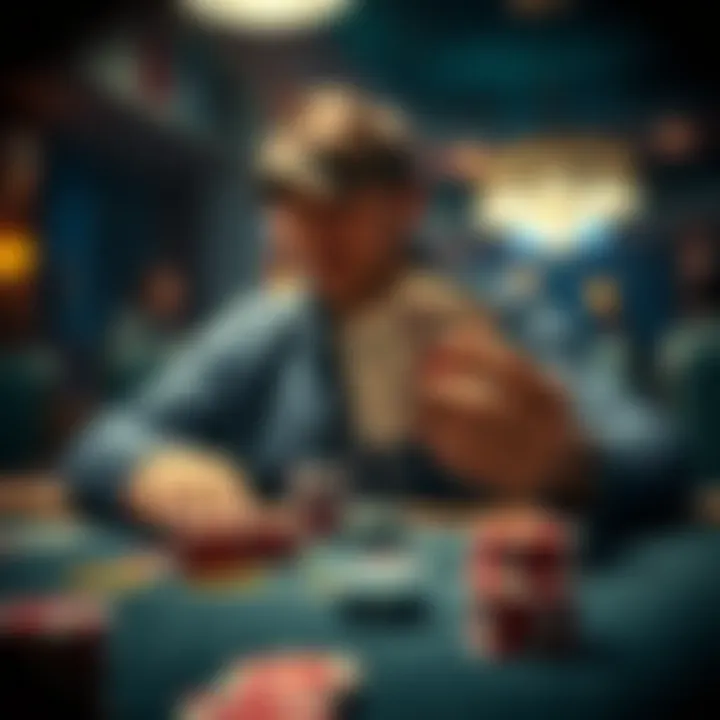 A player holding pocket 8s at a poker table, contemplating a risky all-in move with few chips left.