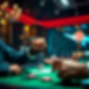 A player dramatically reveals a hand of 67o during a tense poker tournament, causing shock among other players and spectators.