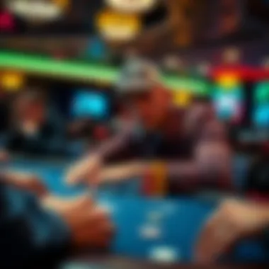A player at a poker table making a quick decision during a late registration tournament with chips in front of him