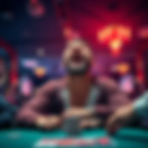 A player celebrates a stunning win in an intense poker match at GGPokered, showing excitement and joy.
