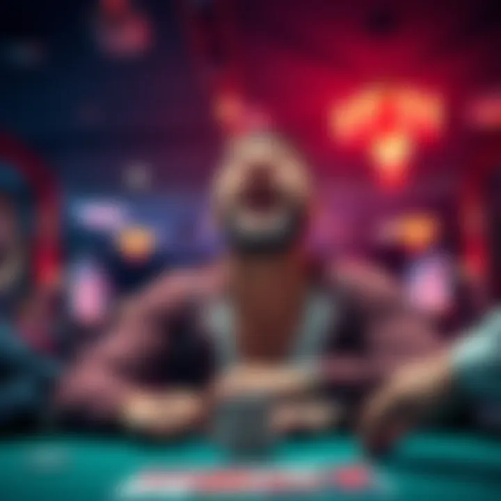 A player celebrates a stunning win in an intense poker match at GGPokered, showing excitement and joy.