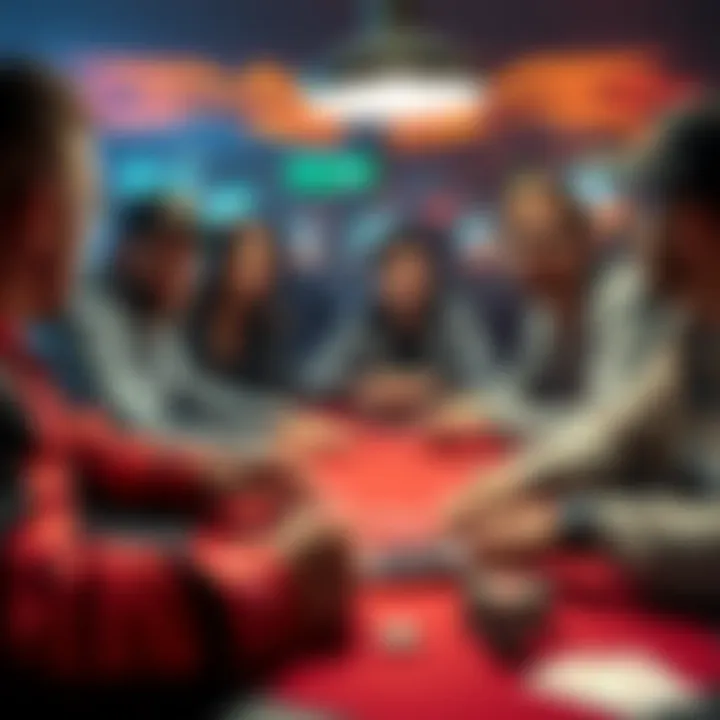 Poker YouTubers Playing Online Group of popular YouTubers sharing poker strategies while playing Texas Hold'em online