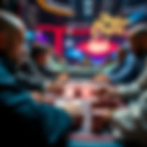 Players competing at a PokerCraft tournament with cards and chips on the table.