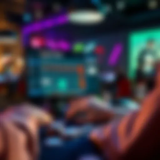 A player checking PokerTracker software on a MAC while connected to Bovada, with poker cards and chips on the table