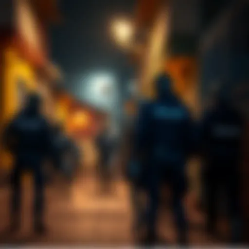 Police officers apprehending a small-time offender in a neighborhood