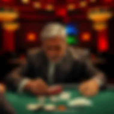 Disappointed politician at a poker table losing money to a confident opponent named Alan Keating
