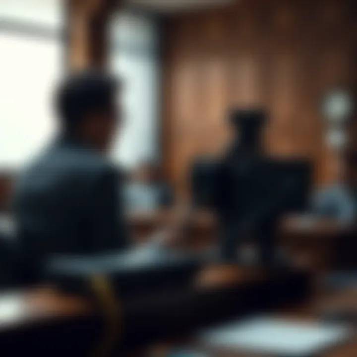 A polygraph machine connected to a person during a questioning session in a courtroom setting