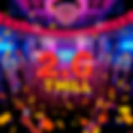 People celebrating the achievement of 2.6 trillion MIL in Popslots, with vibrant graphics and casino elements