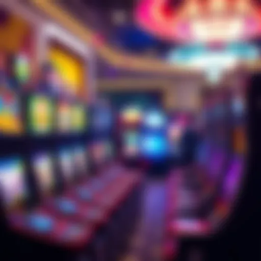 A colorful display of various popular slot machines in a casino setting