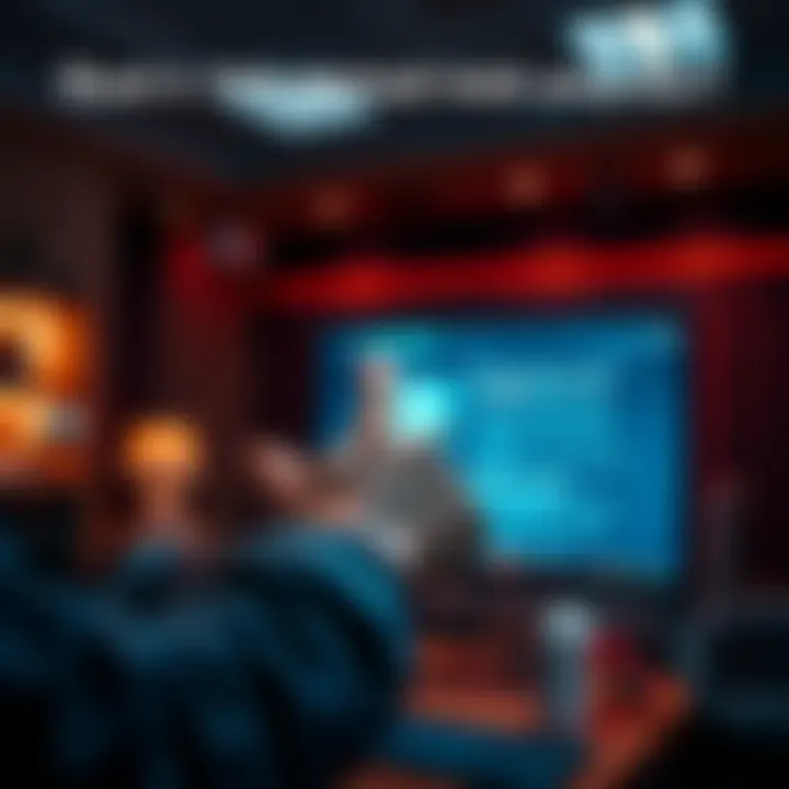 A person pointing at a computer screen displaying trending links in a forum setting
