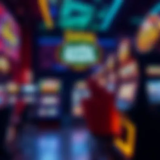 A vibrant slot machine display featuring Larry's Lucky Tavern and other popular games with bright lights and spinning reels.