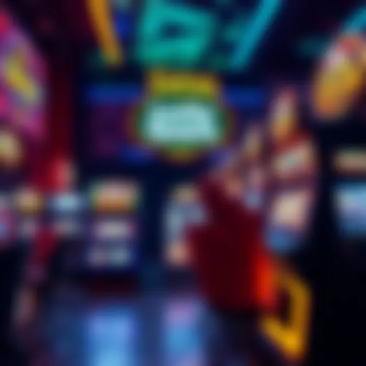 A vibrant slot machine display featuring Larry's Lucky Tavern and other popular games with bright lights and spinning reels.