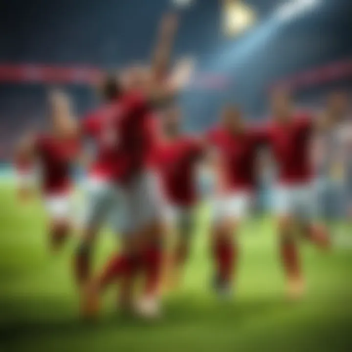 Players of the Portugal national soccer team celebrating a goal with excitement during a match