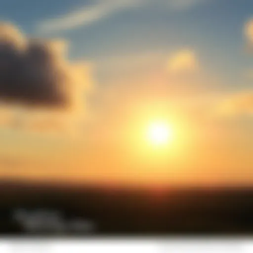 A bright sunrise over a calm landscape, symbolizing a fresh start and positive energy for the day ahead