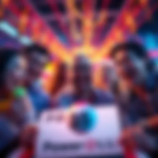 A group of excited people looking at a Powerball ticket with hopeful expressions, symbolizing anticipation for the upcoming UK expansion