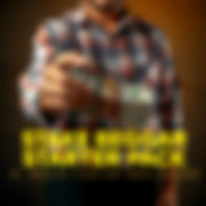 A person stands with a prayer card in one hand and a stack of cash in the other, symbolizing the concept of using prayers as currency.