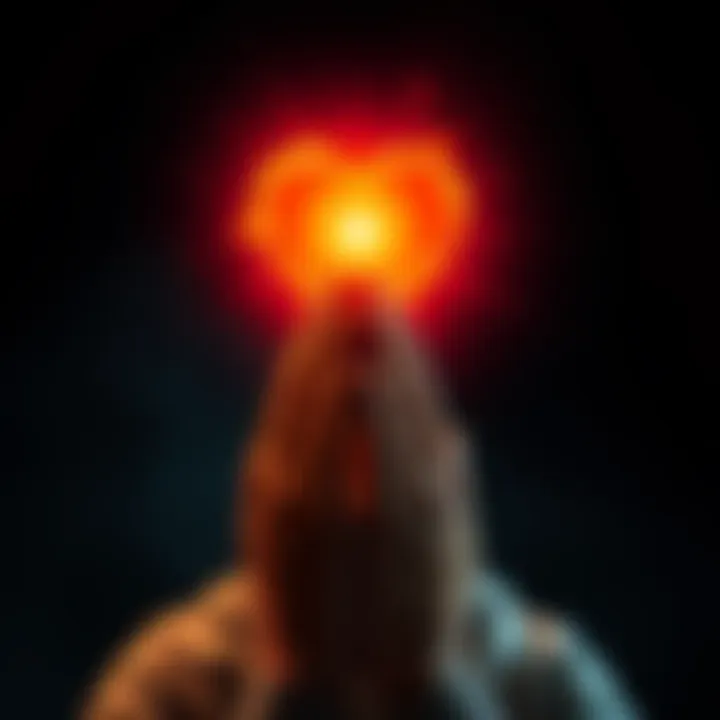 A pair of hands in prayer position with a glowing heart symbol above them, signifying hope and unity among people.