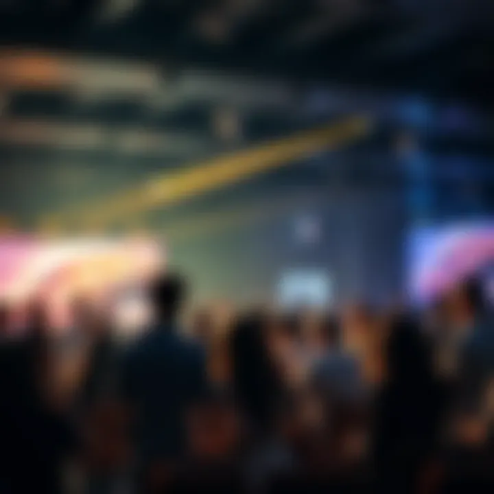 A group of people discussing the impact of the Premonthly event and its outcomes over the past year in a lively setting.