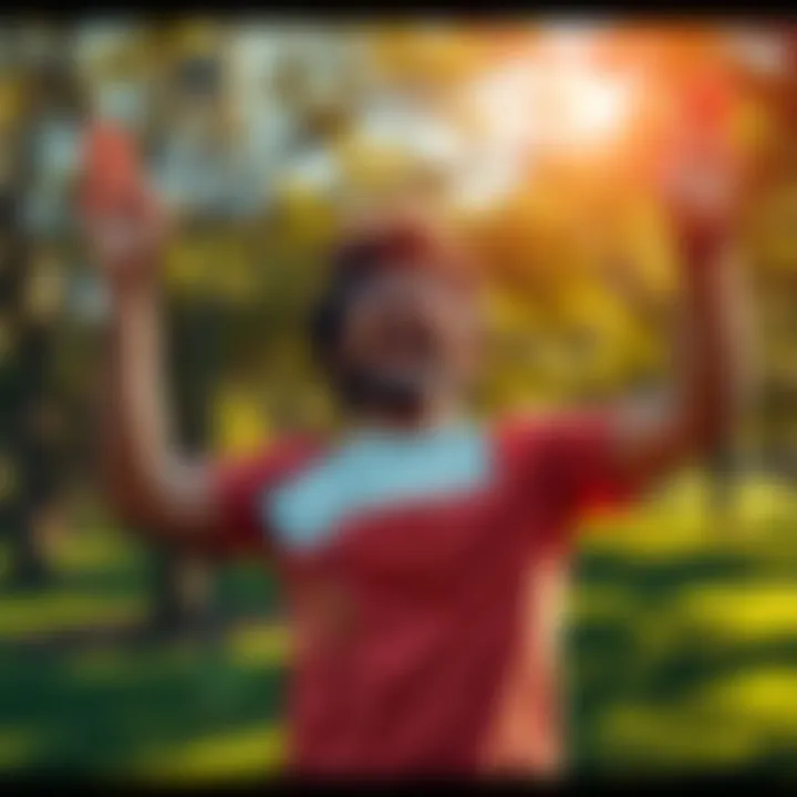 A person celebrating a $1,300 prize with vouchers in hand, showing excitement and joy in a sunny park.