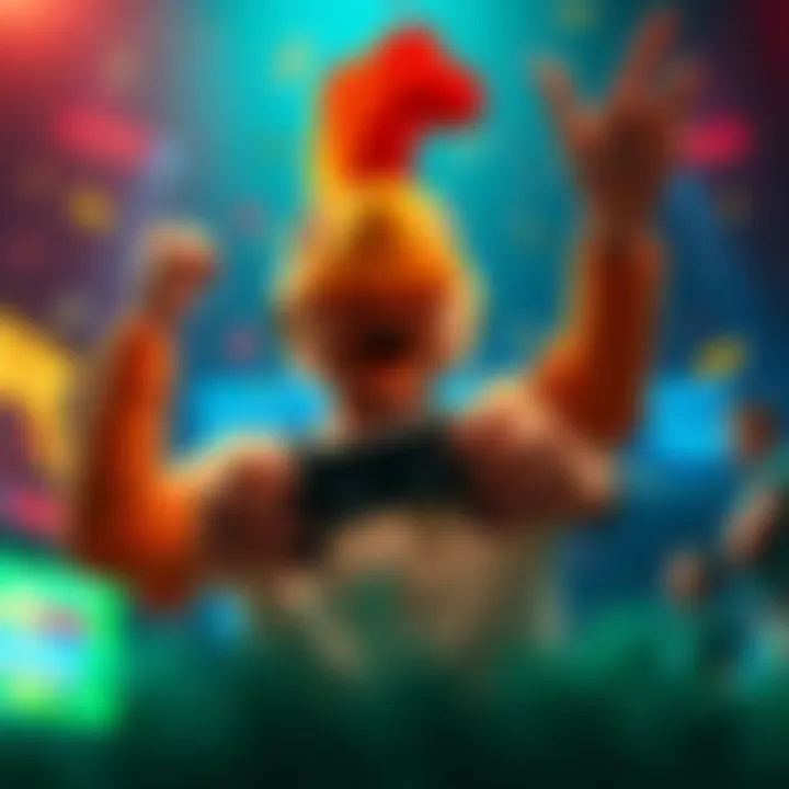 Player celebrating winning a prize in the mcluck game, looking excited and holding a gaming controller