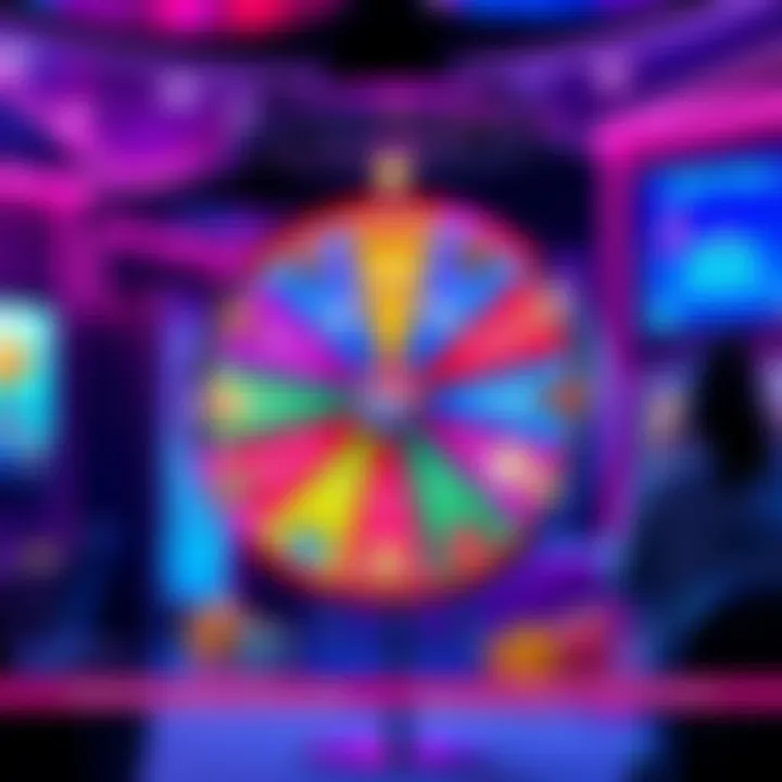 A colorful prize wheel spinning with various rewards, set in a chat environment, inviting participation for a bonus giveaway.