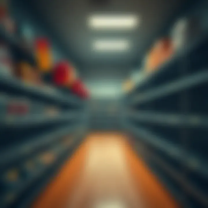 Shelves empty of popular products, indicating high demand and fast sales.