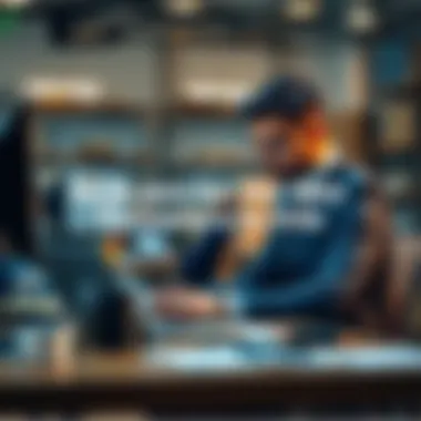 A person in business attire working at a desk with a laptop, taking notes and looking focused on improving their career.