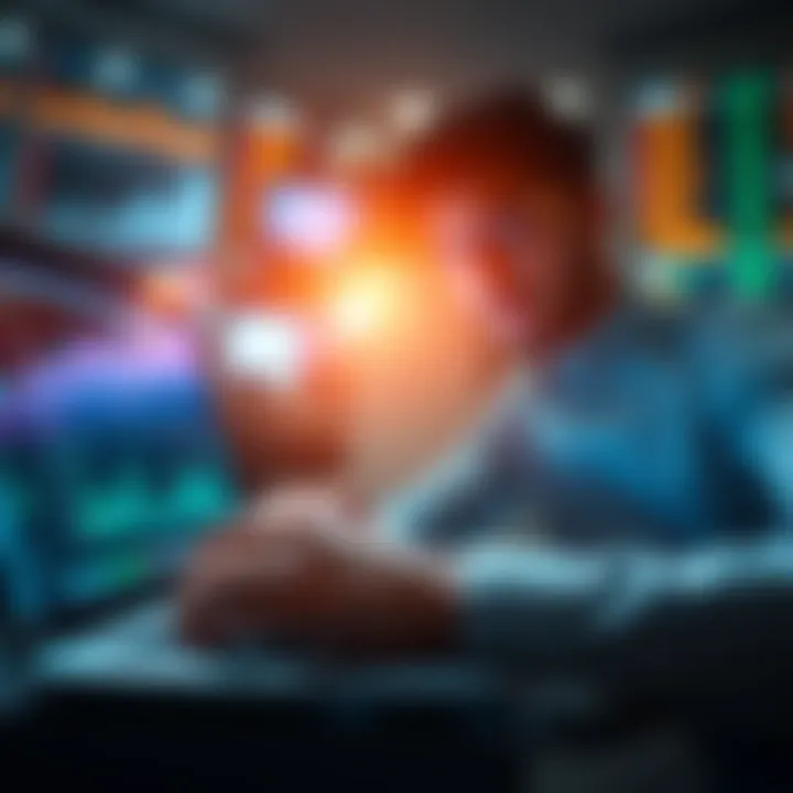 A person calculating and withdrawing small amounts of investment profits while analyzing market trends on a laptop.