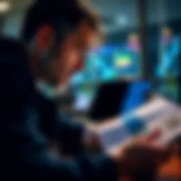 A person reviewing their finances, focused on reducing debt without placing bets, symbolizing self-control in gambling, particularly in NFL games.