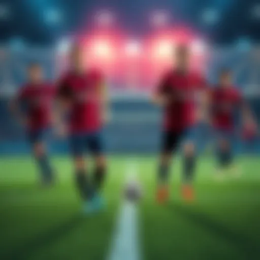 Players from PSG and Barcelona preparing for an electrifying soccer match