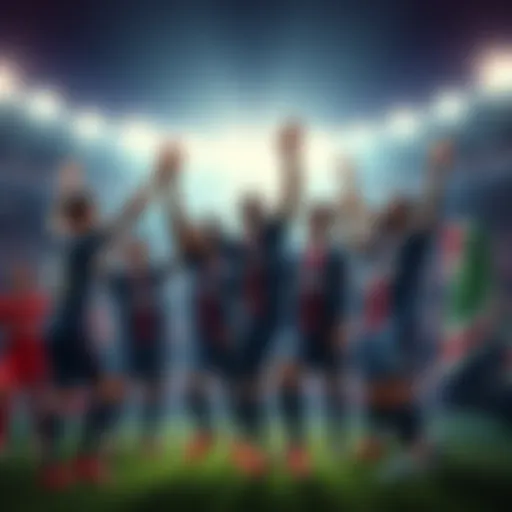 PSG players celebrating with fans after a big win on the football field