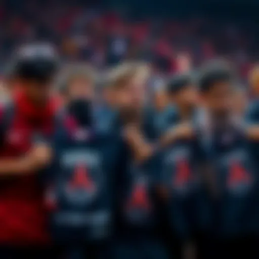Group of disappointed soccer fans holding PSG merchandise looking frustrated