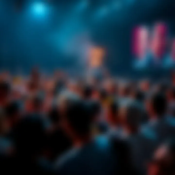 A crowd of people discussing passionately about a recent controversial event on social media platforms.