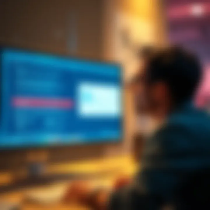 Frustrated person looking at a computer screen showing error messages related to bank transfers on Pulsz platform