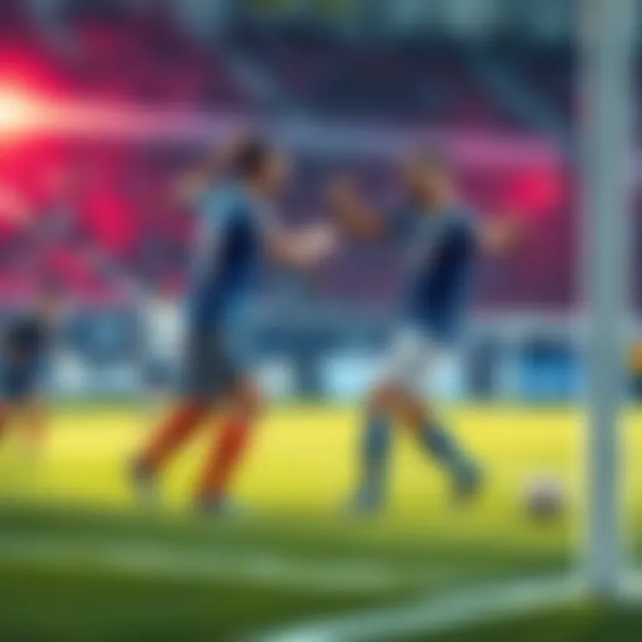 Pyramids FC players celebrating after scoring a goal against Haras El Hodoud.