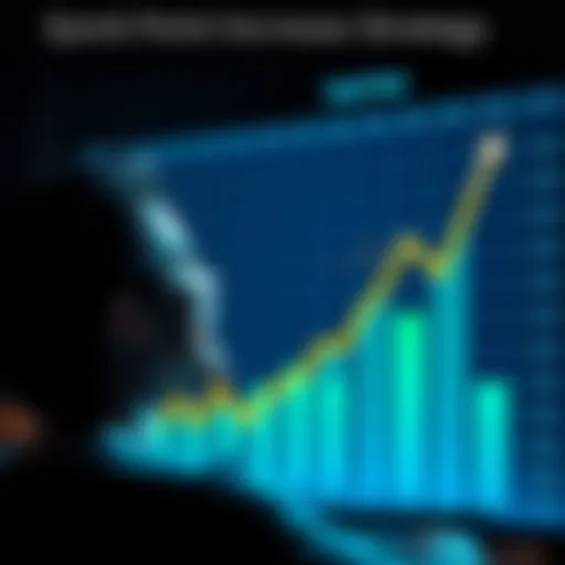 A person looking at a chart with rising points, excited about achieving a goal.