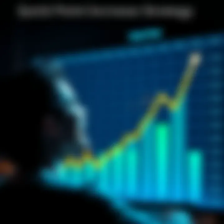 A person looking at a chart with rising points, excited about achieving a goal.