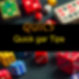 A colorful graphic showing various board games and dice, with text suggesting quick tips for today's games