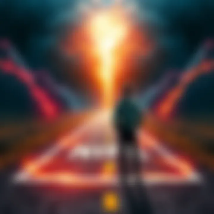 A person standing at a crossroads, contemplating different paths ahead, symbolizing choices and randomness in life.