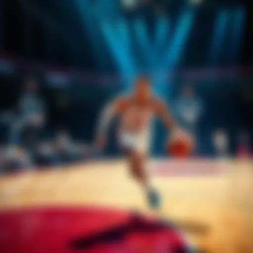 Rayan Rupert dribbling the basketball on the court, showcasing his skills and focus before the game