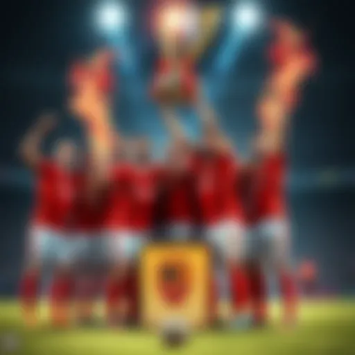 RC Lens players celebrating with the trophy after winning the Supercopa