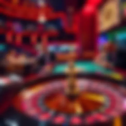 A table with a real roulette wheel and players placing their bets in a casino