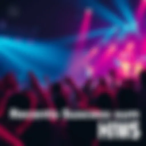 A vibrant scene of a concert with enthusiastic fans enjoying live music