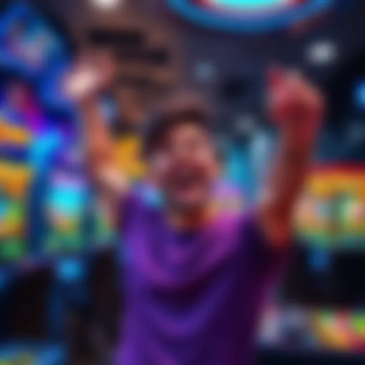 Recent Wins in Waylanders and Keno A person celebrating their recent successes in gaming, with cheerful expressions and a display of game graphics for Waylanders and Keno in the background.