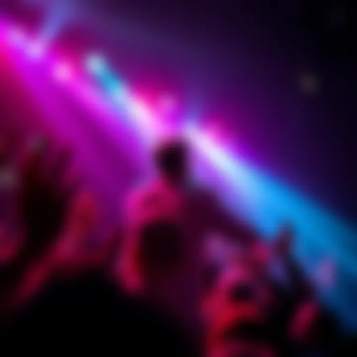 Recep Single captivates the audience during a live performance with vibrant lights and energetic atmosphere.